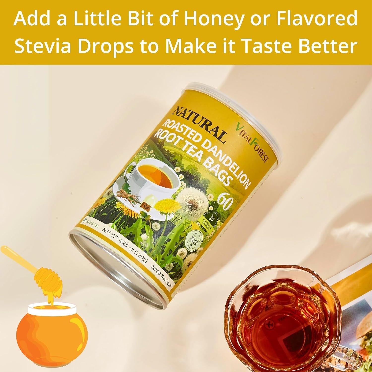 vitalforest-natural-detox-dandelion-root-tea-bags---60-bags-2g-each---caffeine-free-coffee-substitute---canister-packaged---diente-de-leon-7