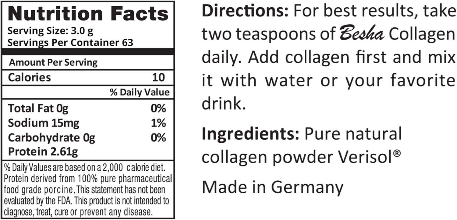 2 Month Supply of BESHA INC Verisol Collagen Bioactive Peptides, Natural Collagen Powder from Germany - Espot.com.au