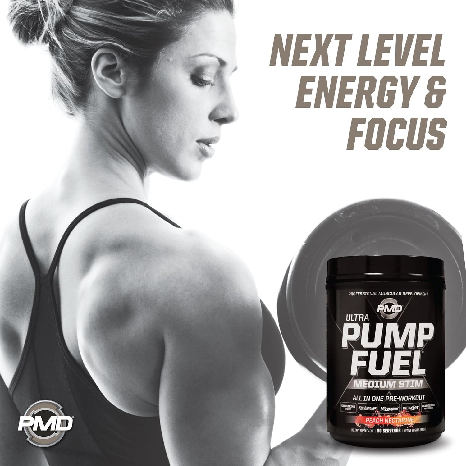 pmd-sports-ultra-pump-fuel-pre-workout-drink-mix-peach-nectarine---30-servings---energy-strength-endurance-recovery---carbohydrates-amino-energy-4