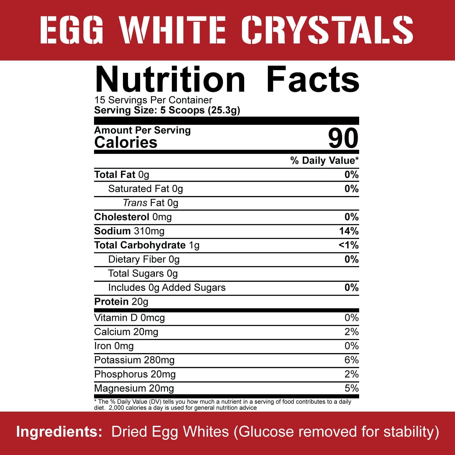 5% Nutrition Egg White Crystals - Pure Egg White Protein Powder 20g Protein - Easy Mix & Store - 0.84lbs, 15 Servings - Espot.com.au