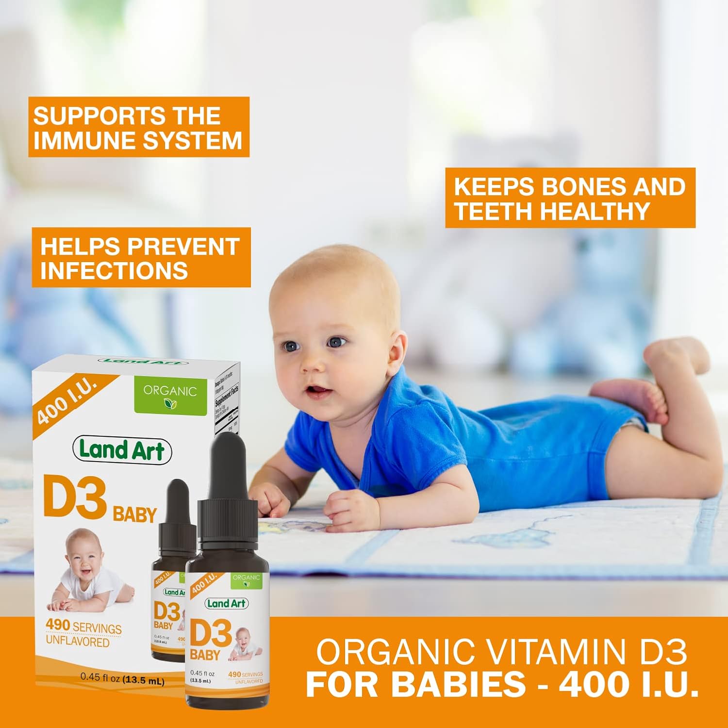 land-art-organic-baby-vitamin-d3-drops---400-iudrop---490-servings---bone-teeth-development---gmo-gluten-free---045-fl-oz-pack-of-2-3