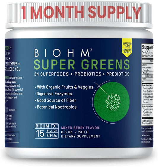 biohm-mixed-berry-super-greens-powder-with-digestive-enzymes---antioxidant-veggie-mix-with-34-superfoods-prebiotics-probiotics-and-spirulina-30-servings-1