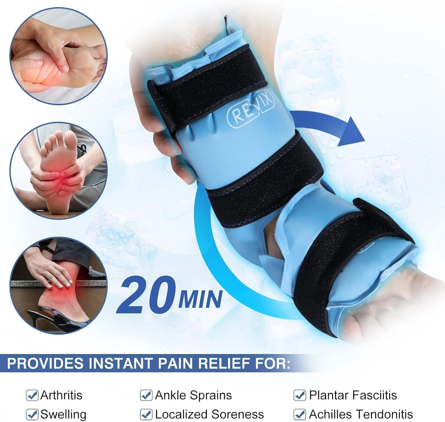 REVIX Reusable Gel Ice Wrap for Ankle and Knee Injuries - Pain Relief for Leg Injuries - Espot.com.au