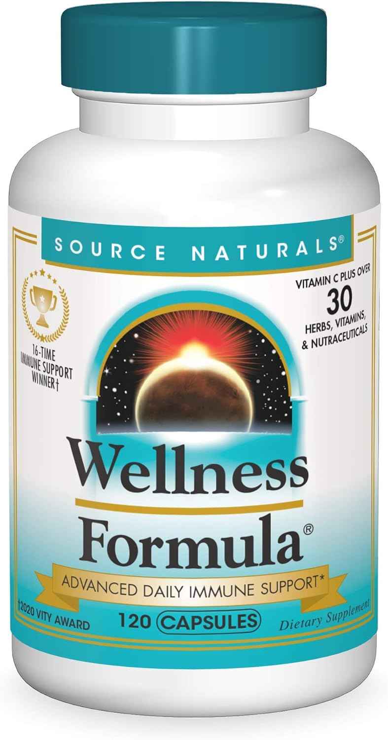 Advanced Immune Support Supplement - 120 Capsules for Immunity Boost & Wellness Formula with Vitamins and Herbal Defense by Source Naturals