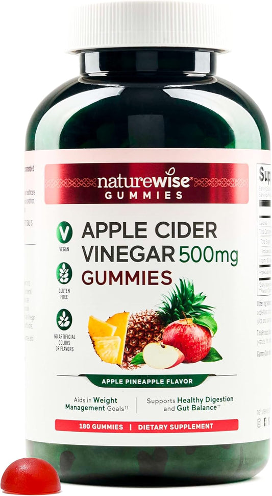 naturewise-apple-cider-vinegar-gummies-1000mg-acv-vitamin-b12---apple-pineapple-flavor---180-count---vegan-gluten-free-non-gmo---3-month-supply-1