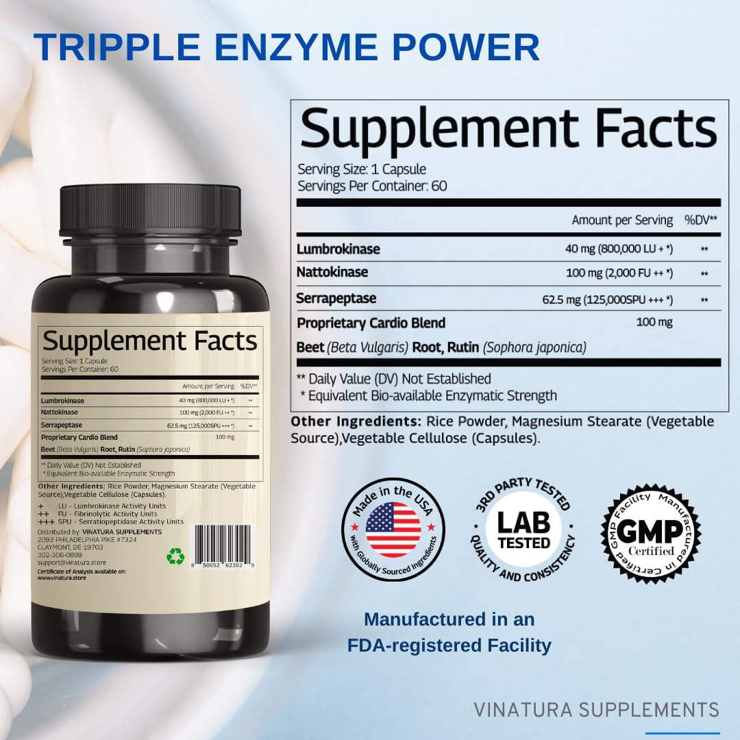 usa-made-circulation-supplements-with-lumbrokinase-nattokinase-serrapeptase-rutin-beetroot---natto-serra-formula-2000fu-2