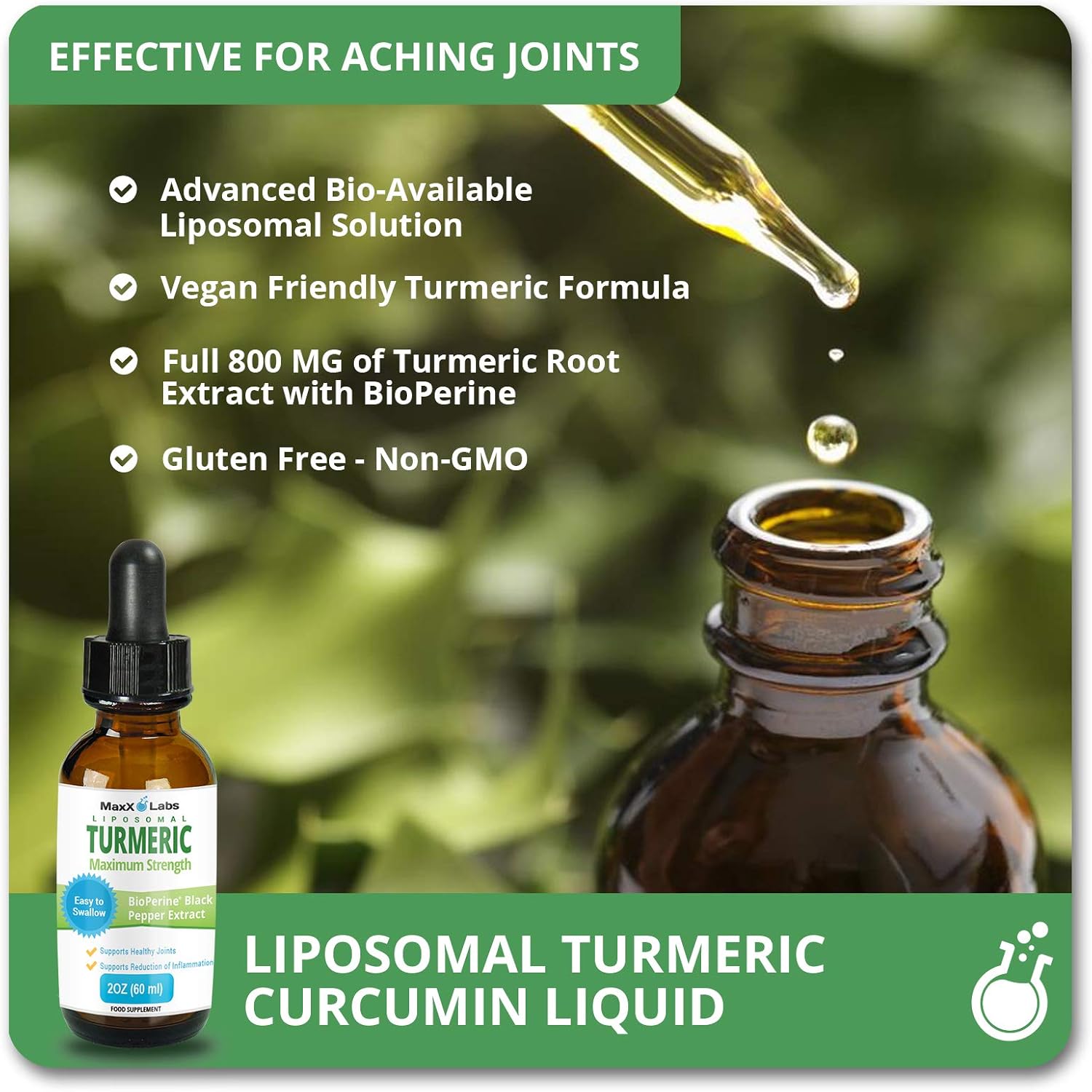 Turmeric Liquid Supplement with Black Pepper Extract - High Potency 800mg - Antioxidant Support for Joints - 2 Oz Bottle - Espot.com.au