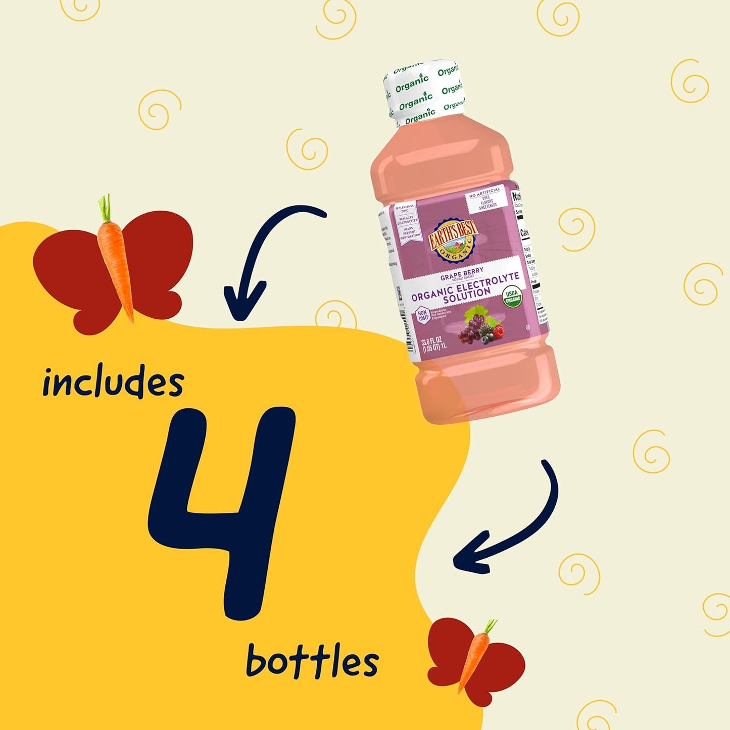 organic-electrolyte-drink-for-toddlers---grape-berry-flavor-with-zinc---1-liter-bottle-4-pack---ages-2---earths-best-4