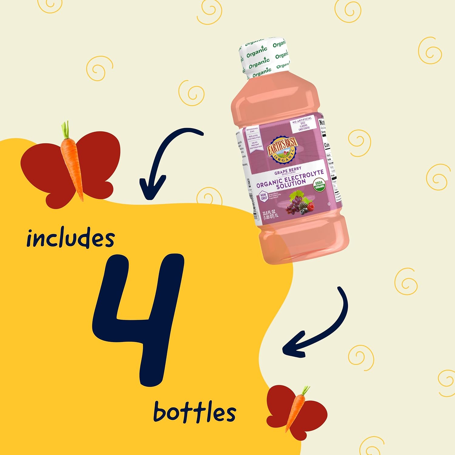 organic-electrolyte-drink-for-toddlers---grape-berry-flavor-with-zinc---1-liter-bottle-4-pack---ages-2---earths-best-4