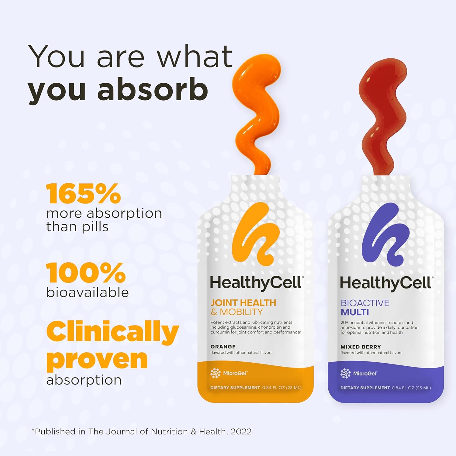 Healthycell Bioactive Multi + Joint Health & Mobility Bundle - Daily Vitamins + Joint Lubrication Supplement - Liquid Supplements for Maximum Absorption - 60 Gel Packs - Espot.com.au