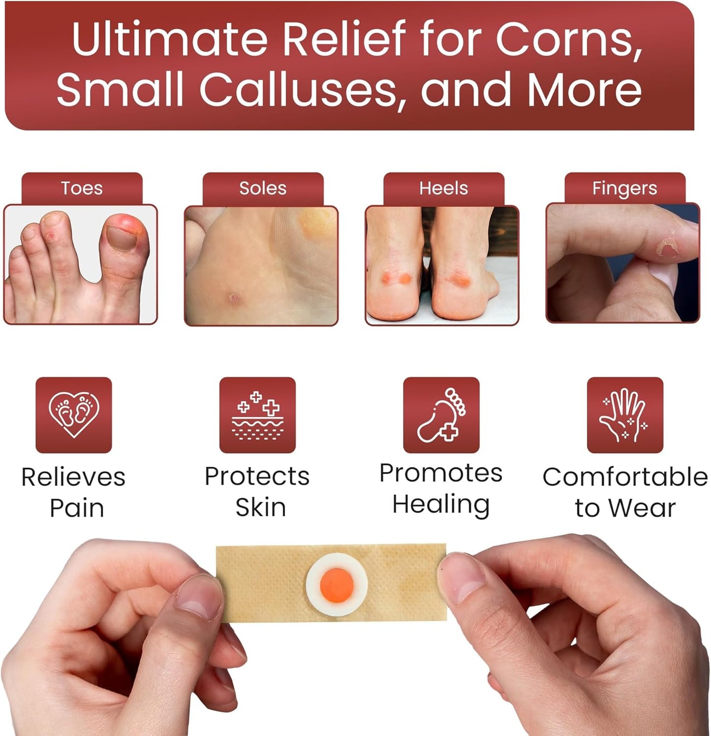 Extra Strength 40% Salicylic Acid Corn Remover Pads - 36 Pack for Feet & Toes - Overnight Corn Treatment Protectors for Men, Women, Seniors, Kids & Teens - Espot.com.au