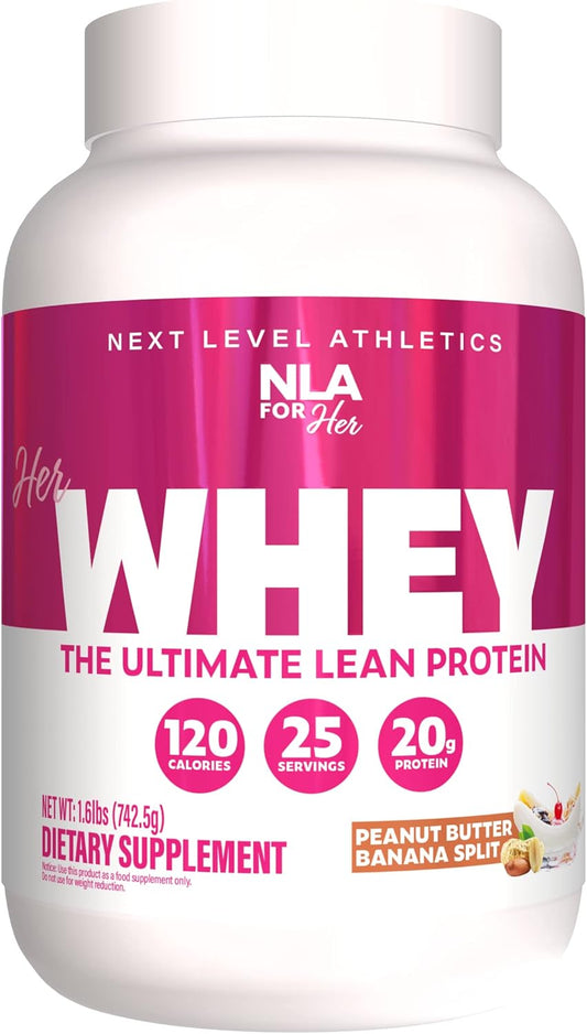 NLA for Her Whey Isolate Protein Powder - Peanut Butter Banana Split Flavor - 1.7 lb Tub - Ideal for Women's Fitness Recovery, Lean Muscle Building, and Weight Control - 25 Servings, 20g Protein - Espot.com.au