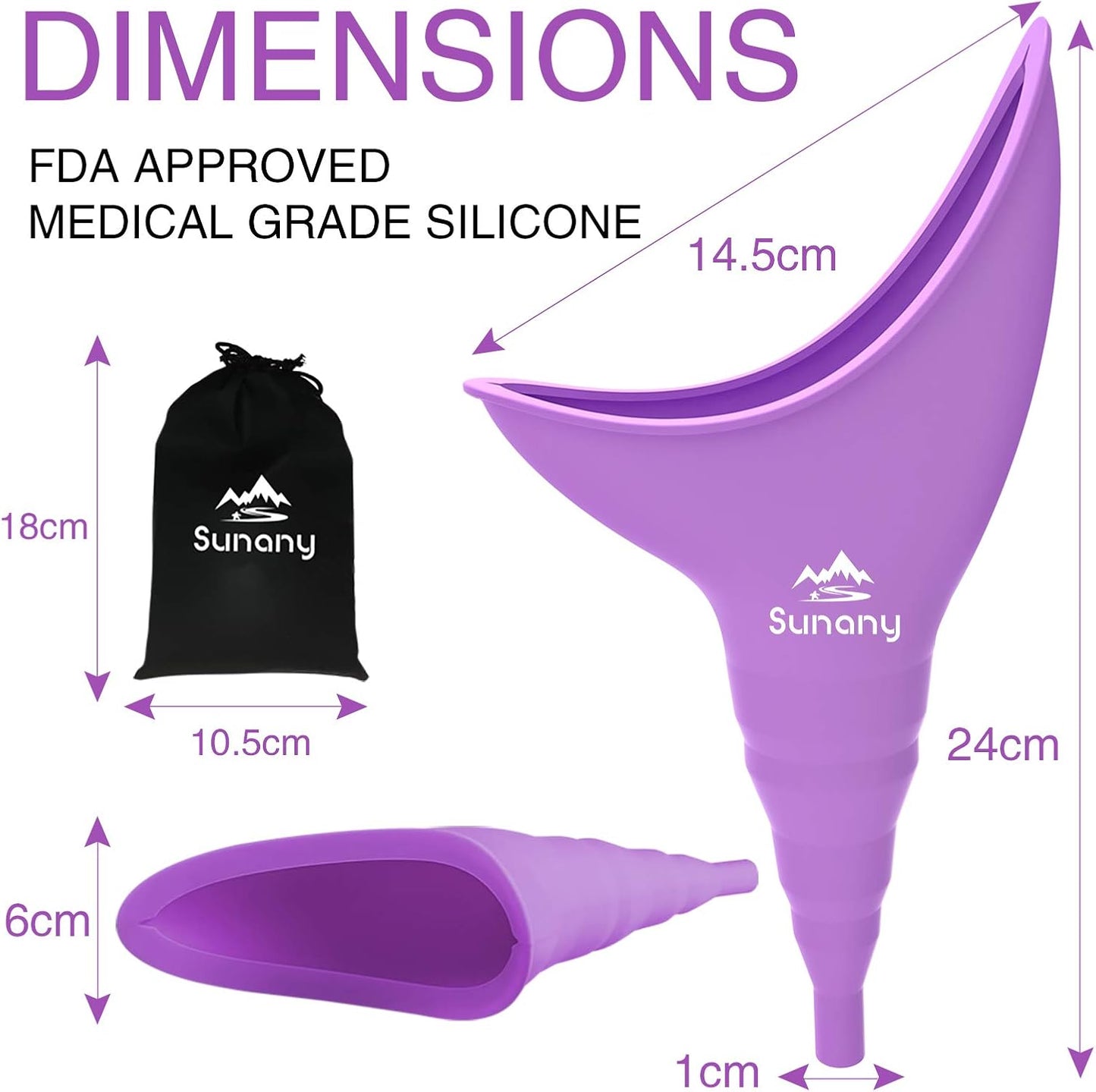 Reusable Female Urinal with Silicone Funnel - Portable Standing Female Urinal for Outdoor Activities, Camping, Travel - Sunany - Espot.com.au
