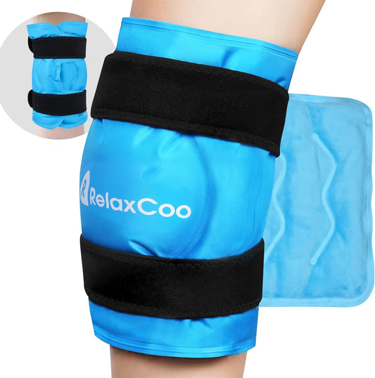 XXL Knee Ice Pack Wrap - Gel Cold Pack for Pain Relief & Swelling Post-Surgery - Reusable Large Ice Pack for Knee Injuries - RelaxCoo - Espot.com.au