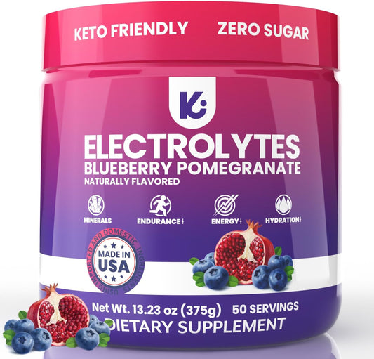 USA Made Keppi Keto Electrolytes Powder - Sugar-Free Hydration & Recovery Drink with Blueberry Pomegranate Flavor - Easy Mixing, No Clumps - Espot.com.au