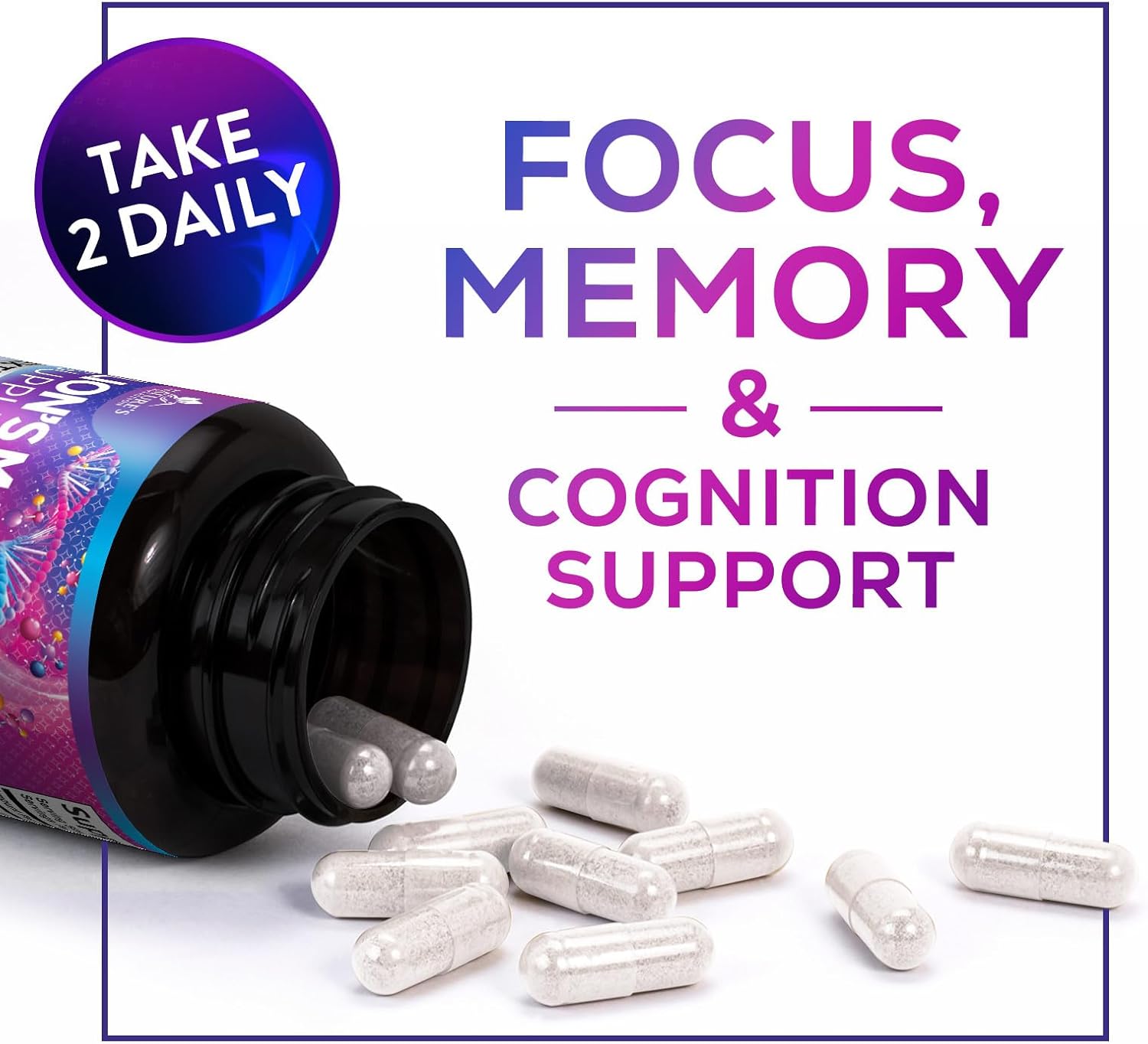 Lion's Mane Mushroom Supplement for Brain Support - Focus, Memory, Cognition & Immune Boost - Nootropic Extract - Non-GMO, Vegetarian - 120 Caps - Espot.com.au