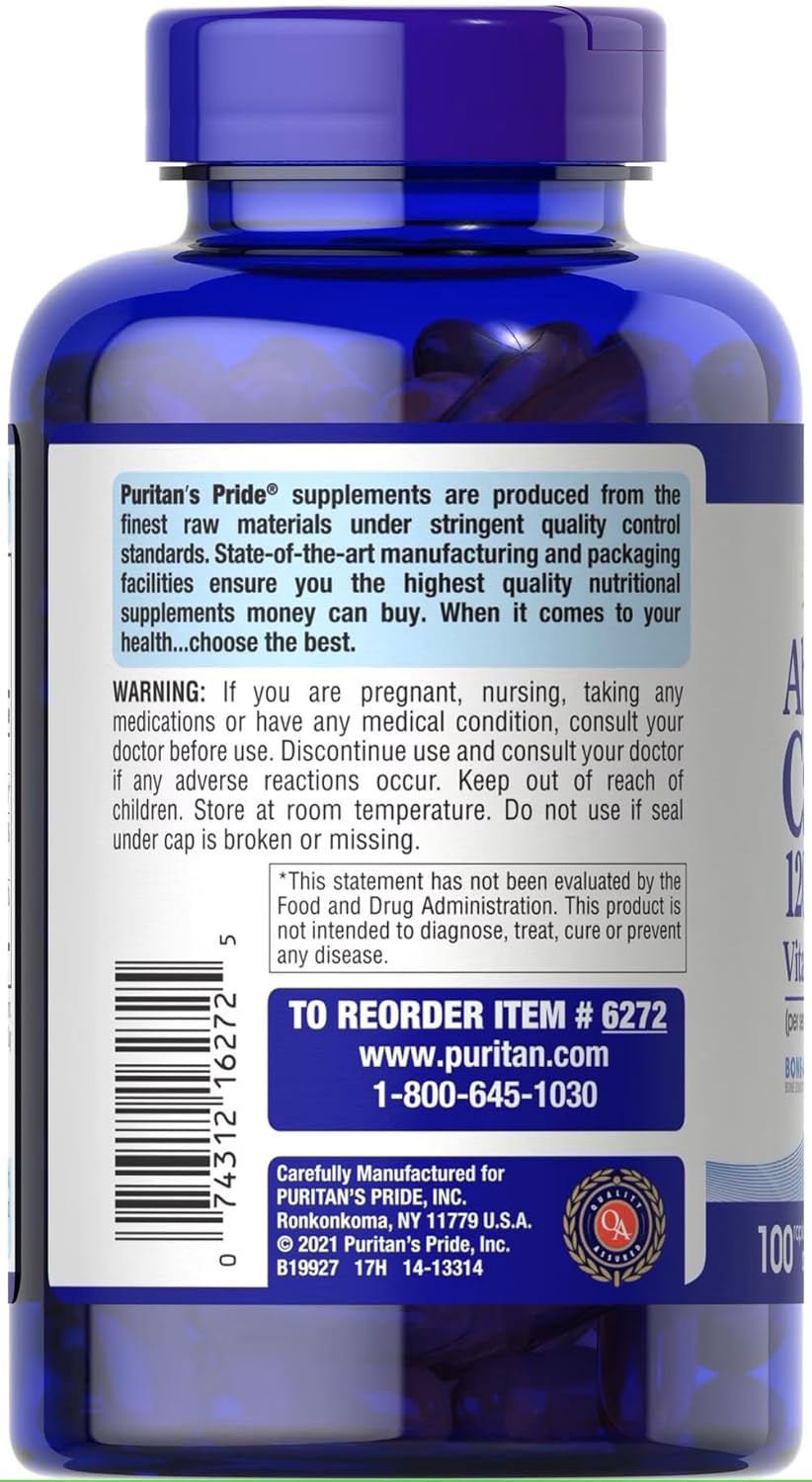 Highly Absorbable Calcium Supplement with Vitamin D for Bone Health - 1200 mg, 100 Softgels - Espot.com.au