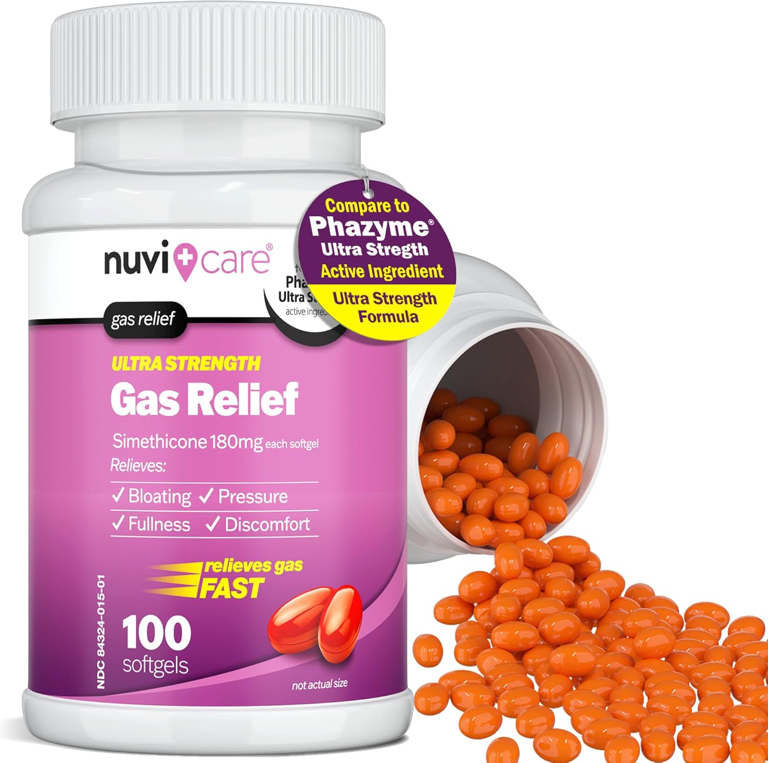 Ultra Strength Gas Relief Softgels (180mg) for Adults - Anti Gas & Bloating Relief - Compare to Phazyme - Stomach Gas Relief (100 Count) - Espot.com.au