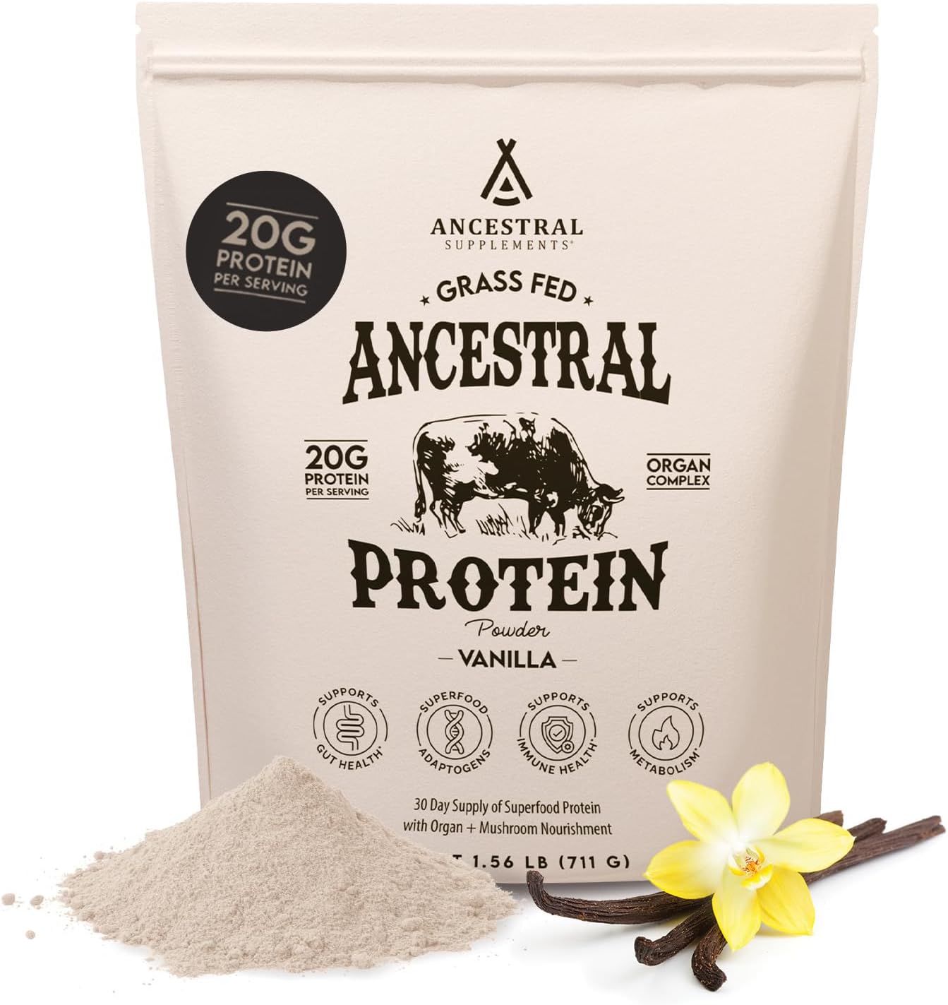 grass-fed-protein-powder-with-beef-bone-broth-vanilla-flavor---high-protein-supplement-with-organic-mushrooms-for-gut-health-20g-protein-per-serving---30-day-supply-1