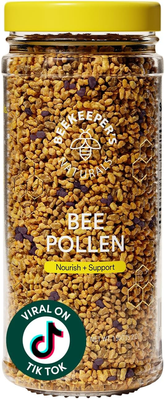100-raw-bee-pollen-granules---natural-source-of-vitamin-b-minerals-amino-acids-protein---paleo-keto-and-gluten-free---52-oz-jar-1
