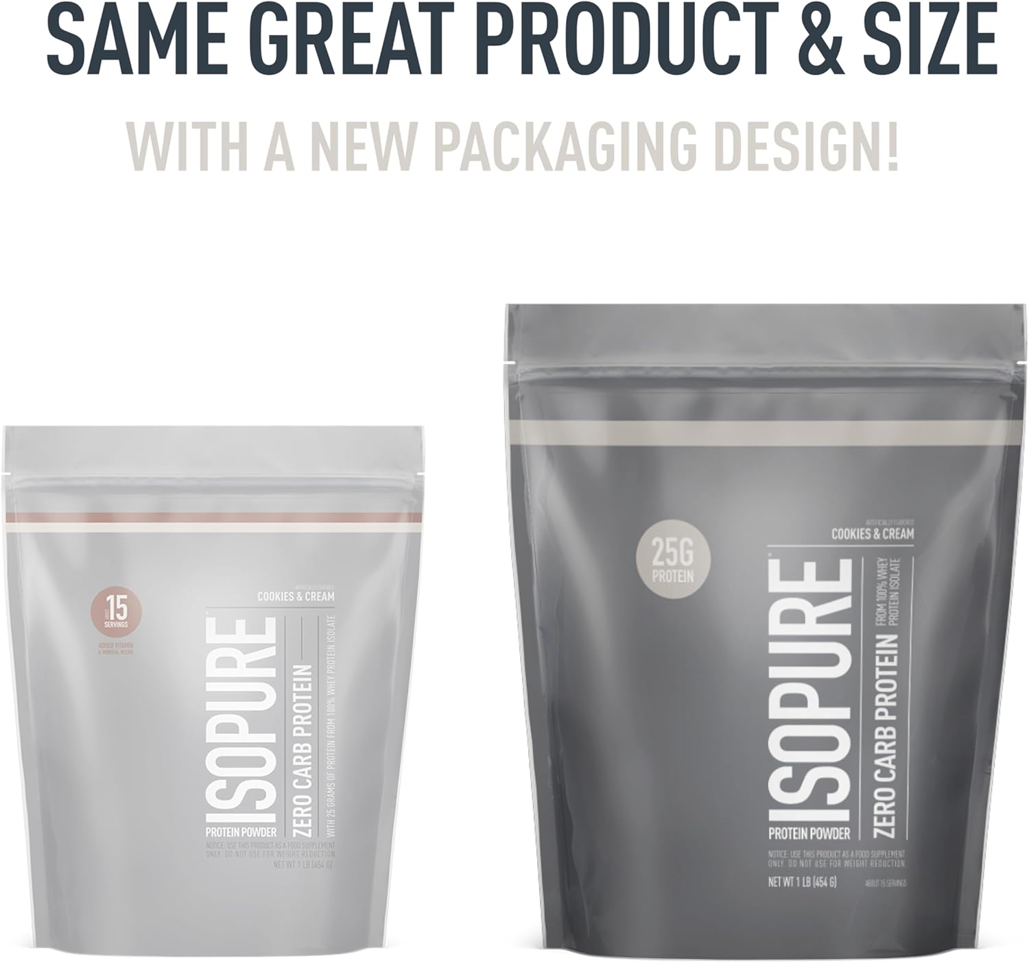 Isopure Zero Carb Whey Isolate Protein Powder - Cookies & Cream Flavor, 25g Protein, Lactose & Gluten Free, Fortified with Vitamins - 1 Lb, 15 Servings - Espot.com.au