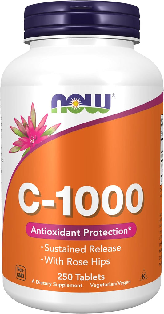 Now Foods Vitamin C-1000 Sustained Release with Rose Hips - 250 Tablets - Espot.com.au