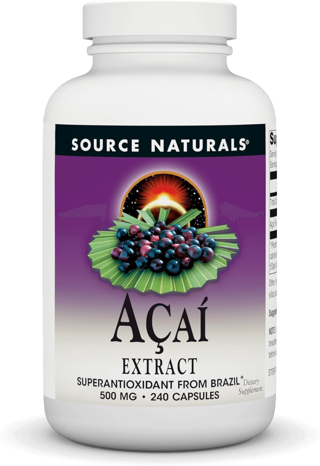 500mg Acai Extract Superantioxidant from Brazil - 240 Vegetarian Capsules by Source Naturals - Espot.com.au