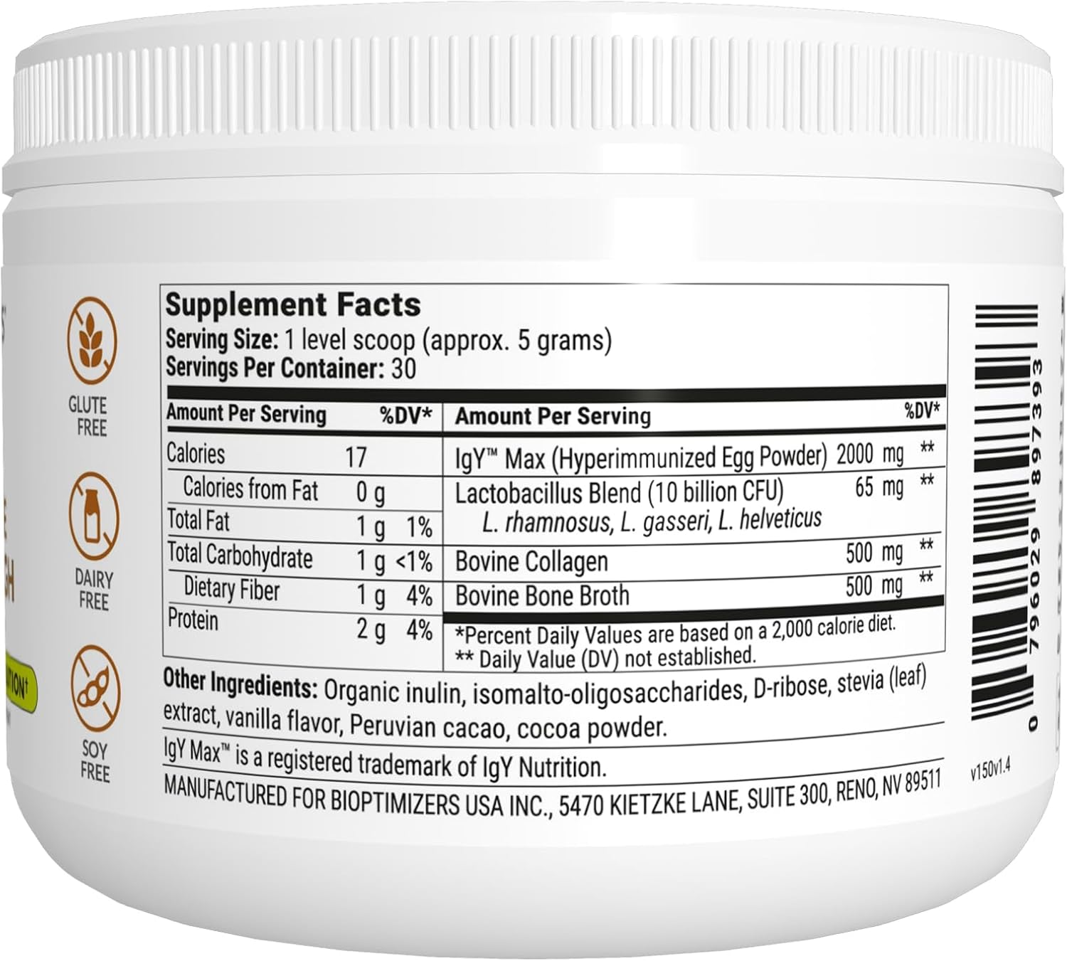 chocolate-flavored-microbiome-repair-powder-with-lactobacillus-strains-bone-broth-collagen-and-l-glutamine-for-gas-bloating-relief---30-servings-2