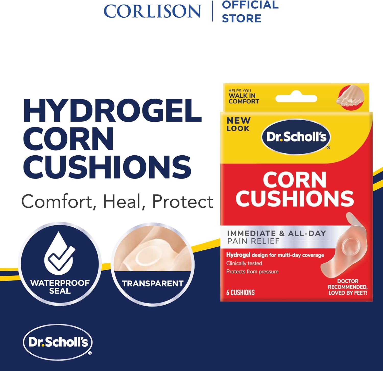 Dr. Scholl's Corn Cushion 6ct with Hydrogel Technology - Pain Relief from Shoe Pressure and Friction, Fits Any Shoe - Espot.com.au