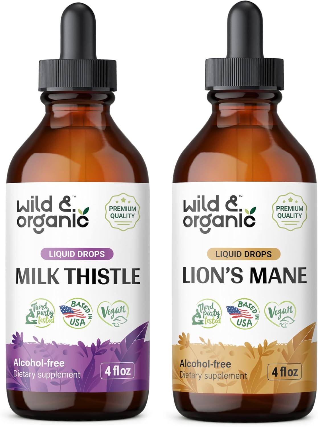 4 fl oz Wild & Organic Milk Thistle + Lion's Mane Tincture for Immune Support & Detox - Natural Herbal Supplement - Espot.com.au
