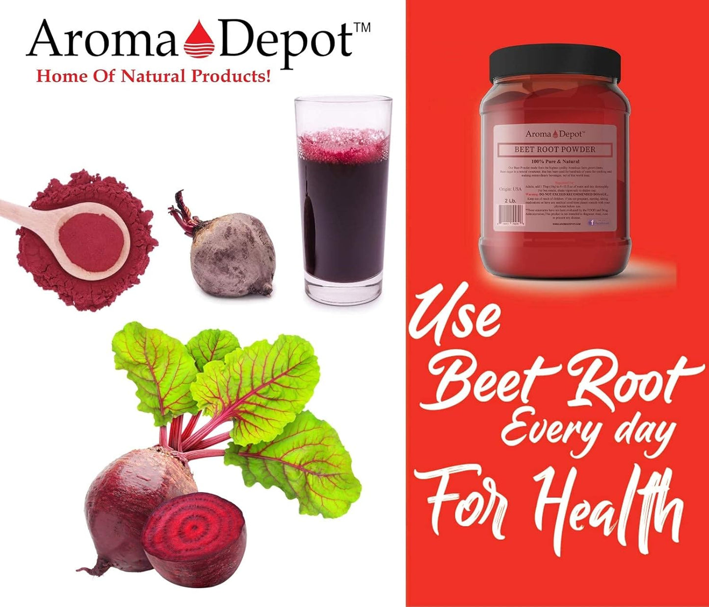 aroma-depot-beet-root-powder-2-lb---raw-non-gmo-vegan-gluten-free---nitric-oxide-stamina-booster---immune-system-support---natural-energy-boost-4