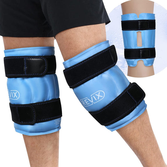 Set of 2 Blue Knee Ice Wrap with Gel Packs for Surgery, Injuries, Arthritis, ACL, and Recovery - REVIX XL - Espot.com.au