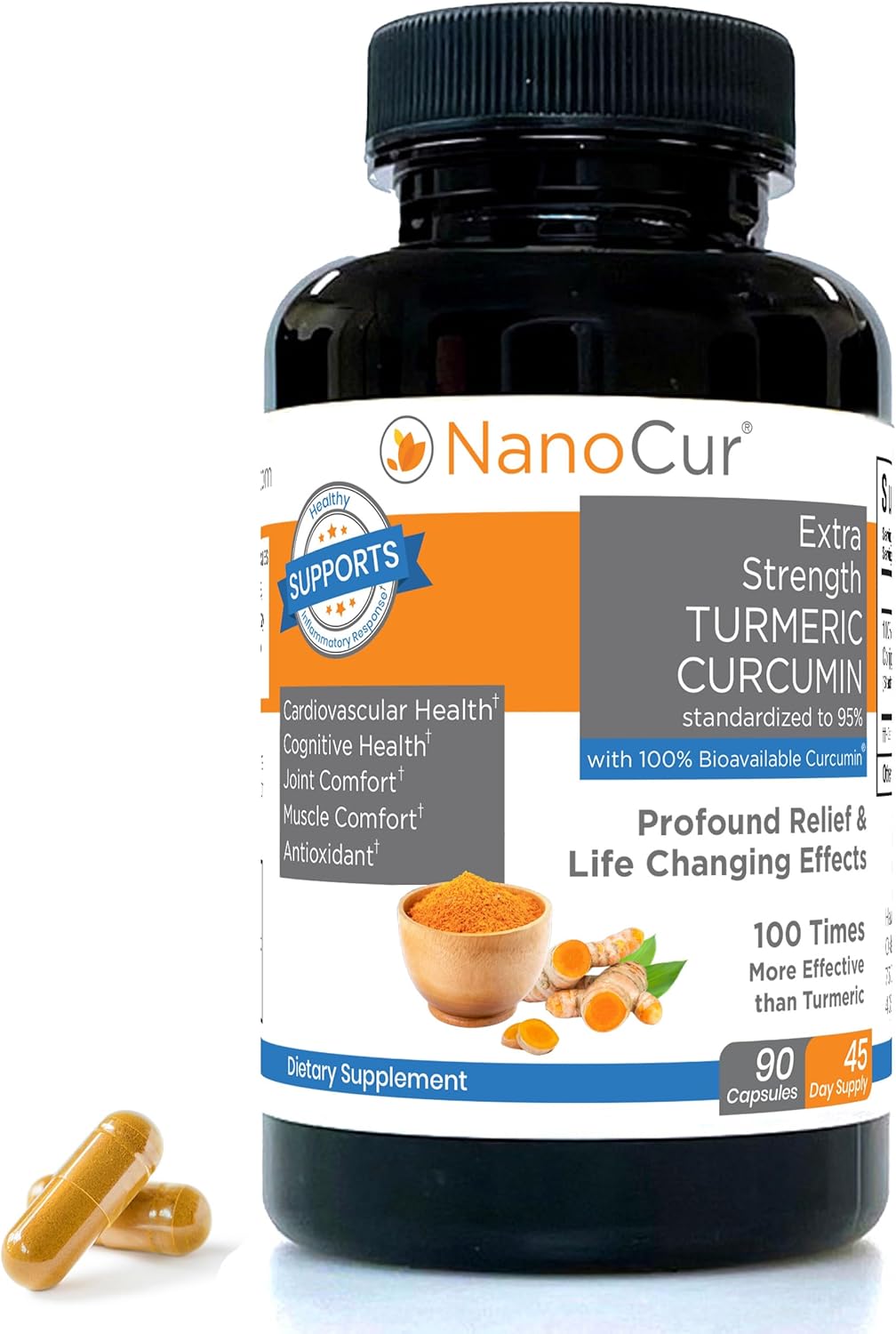 Organic Nanocur Turmeric Curcumin Supplement with Enhanced Absorption - Powerful Joint Support, Pain Relief, and Increased Energy. Made with Plant-Based Carrier and Black Pepper Extract for Maximum Effectiveness. - Espot.com.au