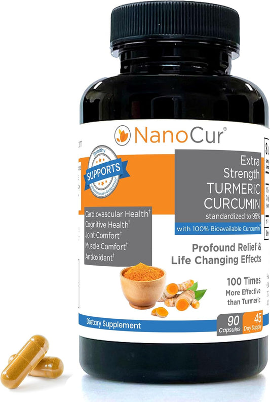 Organic Nanocur Turmeric Curcumin Supplement with Enhanced Absorption - Powerful Joint Support, Pain Relief, and Increased Energy. Made with Plant-Based Carrier and Black Pepper Extract for Maximum Effectiveness. - Espot.com.au