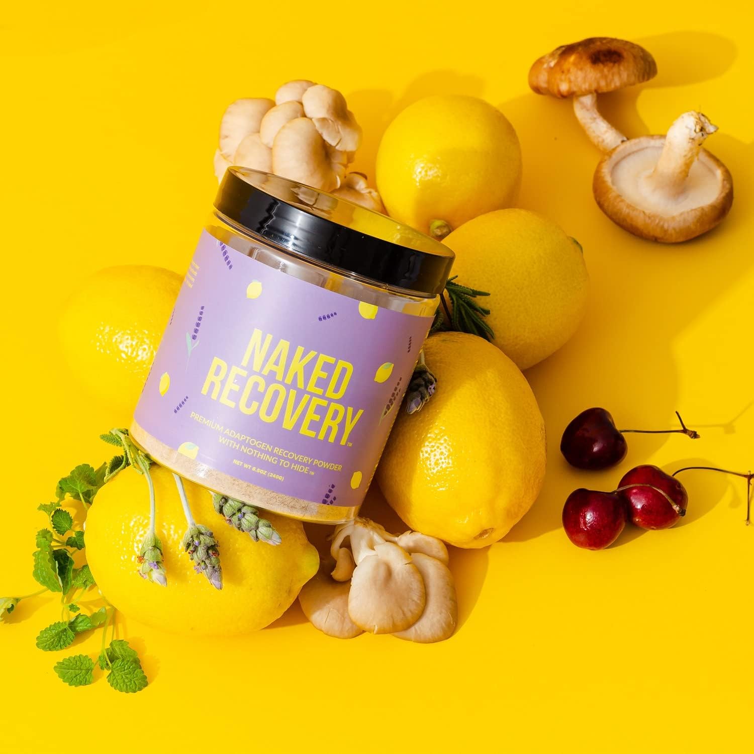 naked-recovery-mushroom-supplement-powder---lions-mane-cordyceps-reishi-tart-cherries-lemon-balm---adaptogen-wellness-formula-for-stress-relief-and-muscle-recovery---30-servings-4