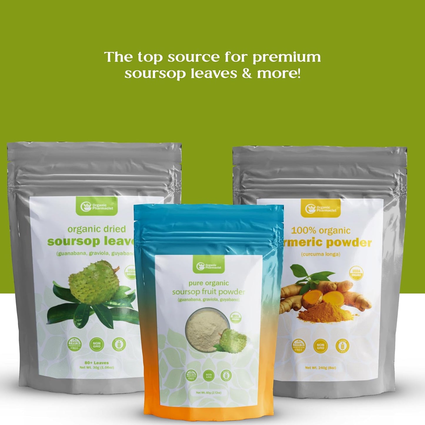 Organic Soursop Leaves for Tea and Extract, 30g, 80+ Whole Leaves - Graviola Leaf, Guanabana, Guyabano - by Organic Pharmacist - Espot.com.au