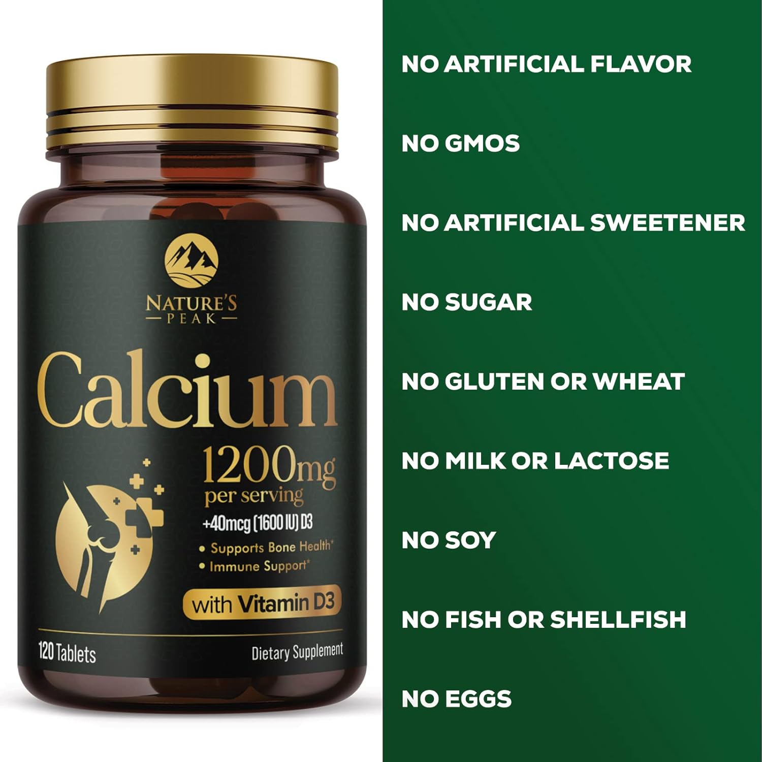 High-Potency Calcium Supplement with Vitamin D3 for Bone Strength & Immune Support - 120 Tablets - Espot.com.au