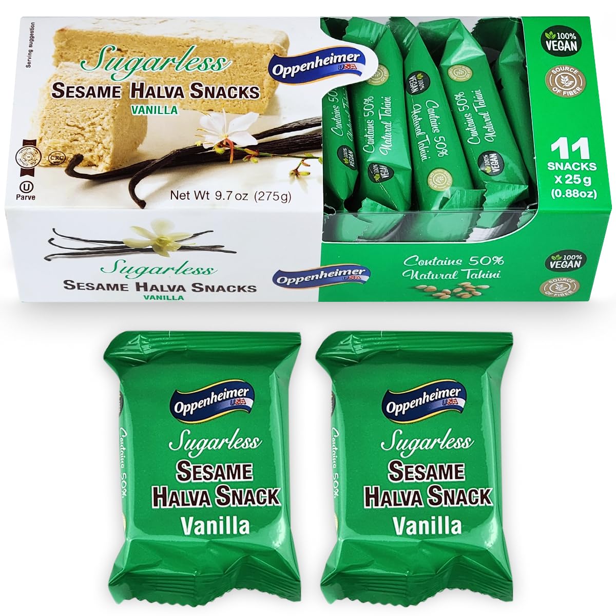 oppenheimer-usa-sugarless-sesame-halva-vanilla-flavored-snacks---mini-israeli-tahini-bars-vegan-kosher---11-pack-97-oz-2