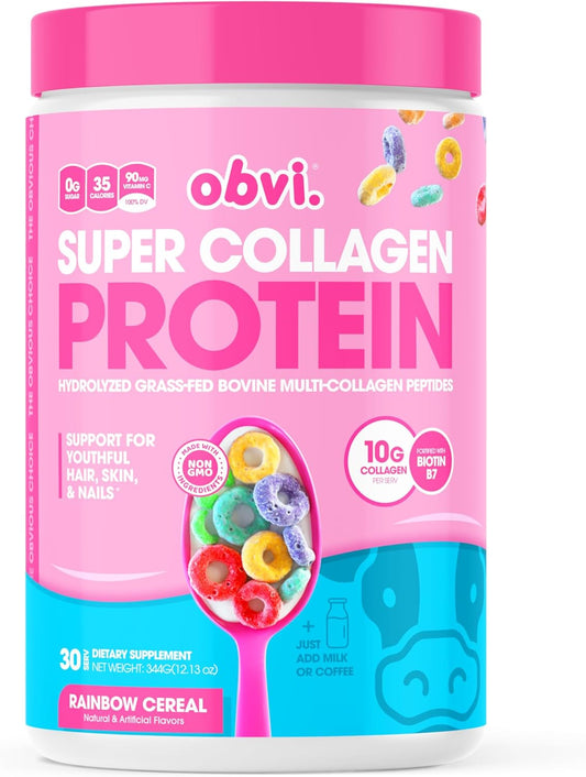 Rainbow Cereal Infused Obvi Super Collagen Protein for Healthier Skin and Joints - Espot.com.au