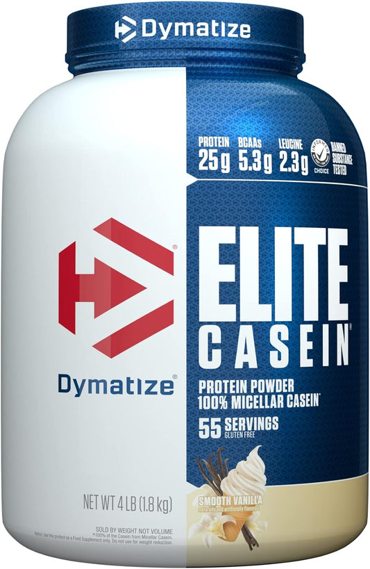 dymatize-elite-casein-protein-powder---100-micellar-casein-25g-protein-54g-bcaas-23g-leucine---muscle-building-amino-acids-slow-absorbing-smooth-vanilla-flavor-4-lb---ideal-for-overnight-recovery-1