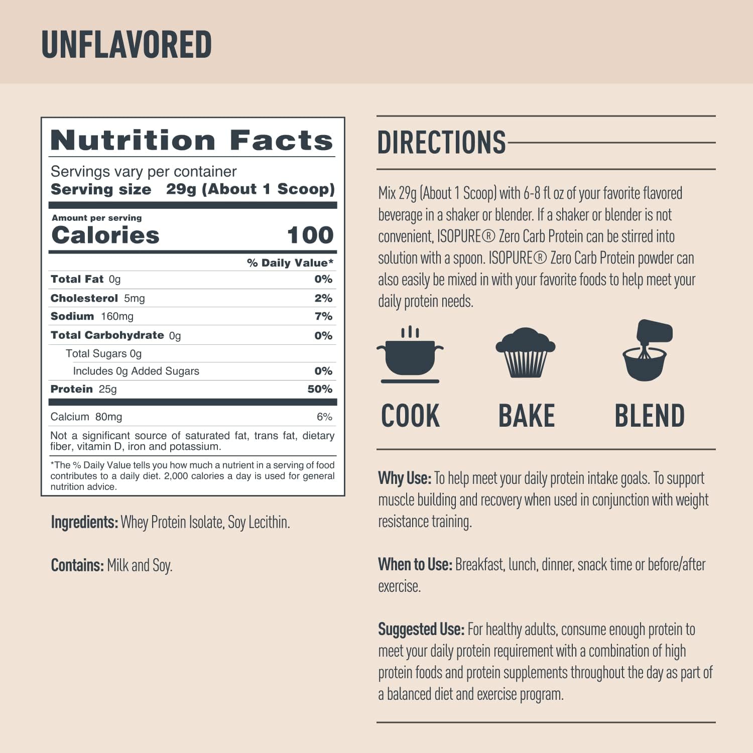 Isopure Unflavored Whey Protein Isolate and Creatine Monohydrate Bundle - 47 Servings of Protein, 100 Servings of Creatine - Espot.com.au