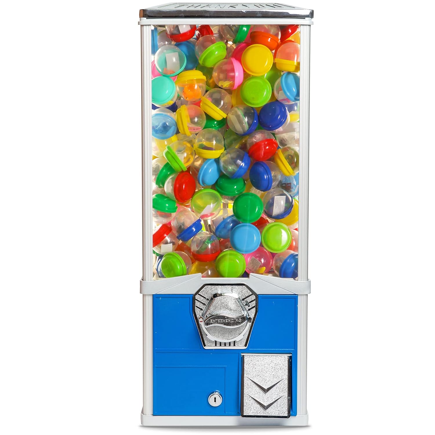 commercial-vending-machine-for-2-inch-round-capsules-gumballs-and-bouncy-balls---blue-color-1