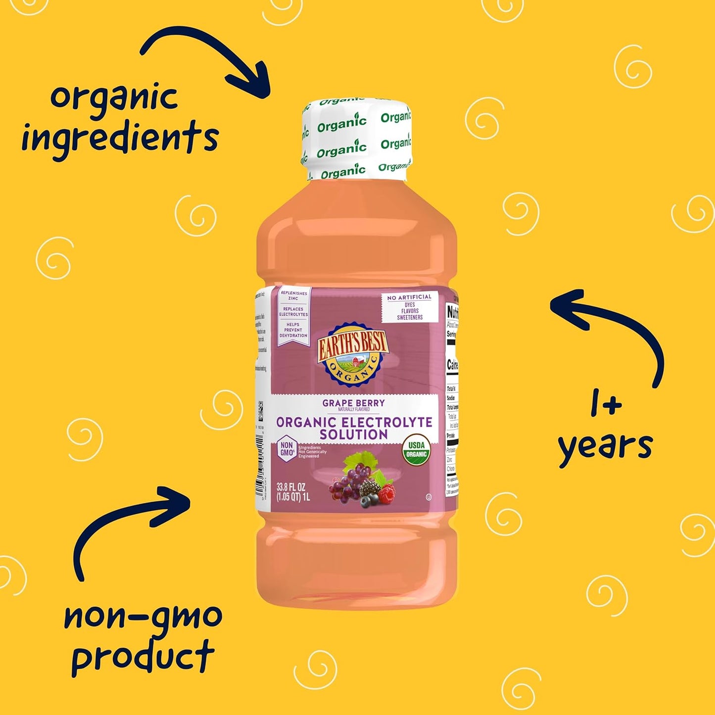 organic-electrolyte-drink-for-toddlers---grape-berry-flavor-with-zinc---1-liter-bottle-4-pack---ages-2---earths-best-2