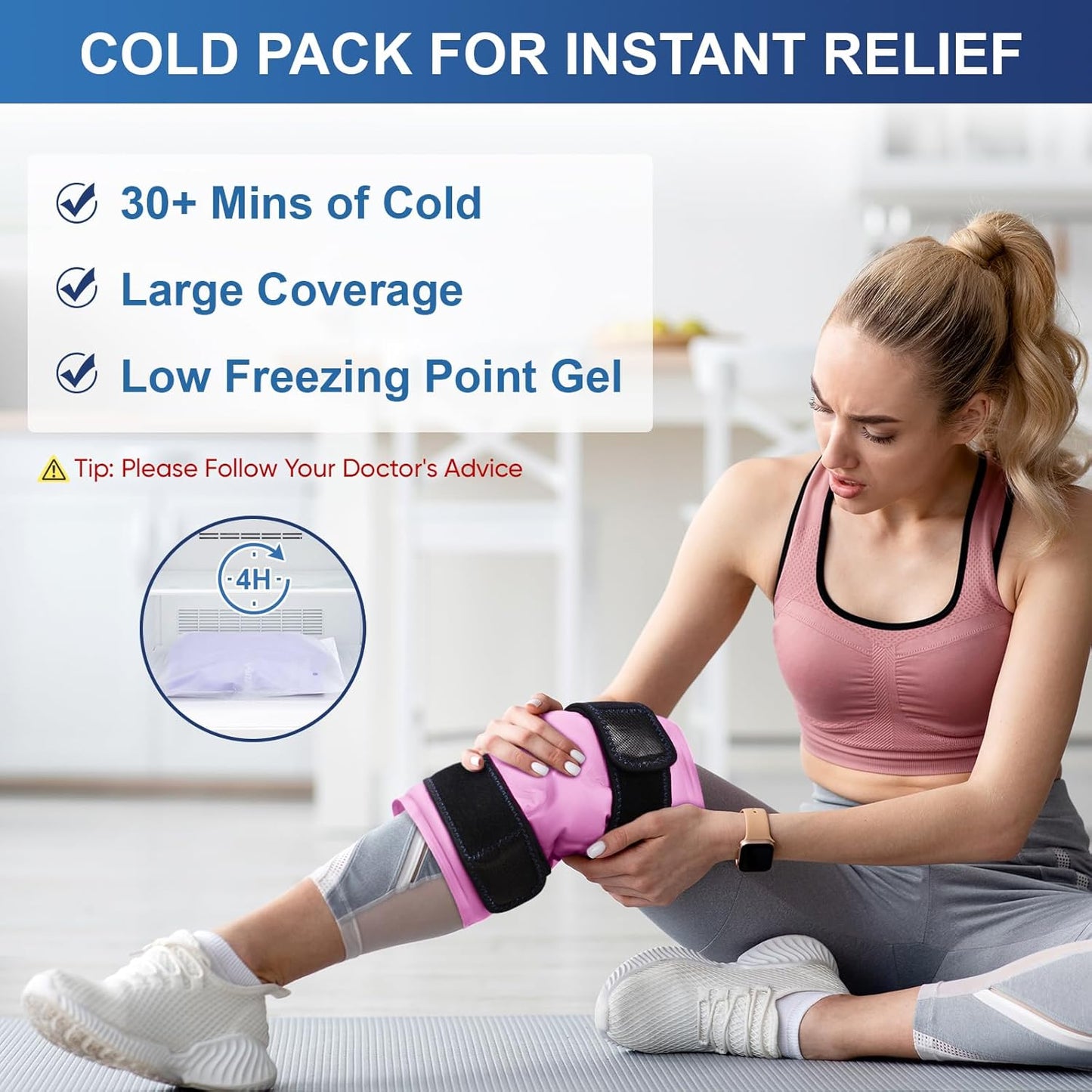 large-reusable-gel-ice-pack-wrap-for-knee-pain-relief-post-surgery---flexible-cold-pack-for-injuries-back-shoulder-elbow-leg---pink-1-pack-5