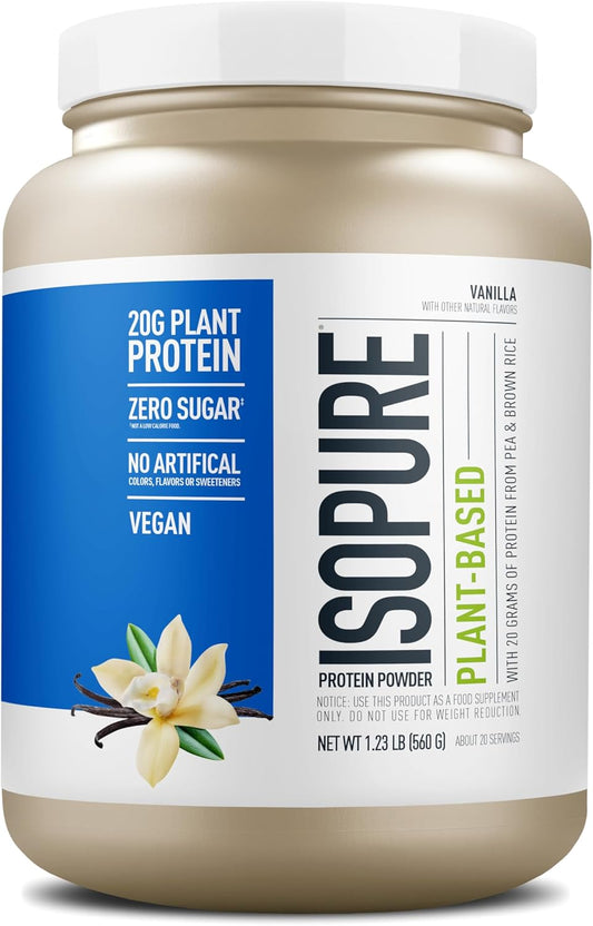 Vanilla Isopure Plant-Based Protein Powder - 20g Plant Protein, Lactose & Gluten Free, With Iron - 1.23 Lbs, 20 Servings - Espot.com.au