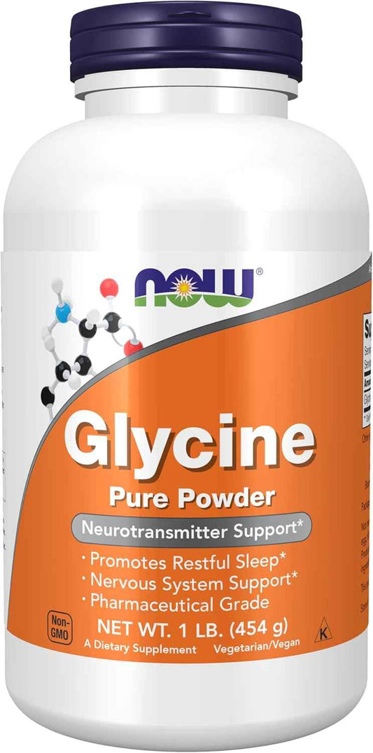 NOW Foods Glycine Pure Powder - 1lb - Promotes Restful Sleep & Neurotransmitter Support - High-Quality Supplement