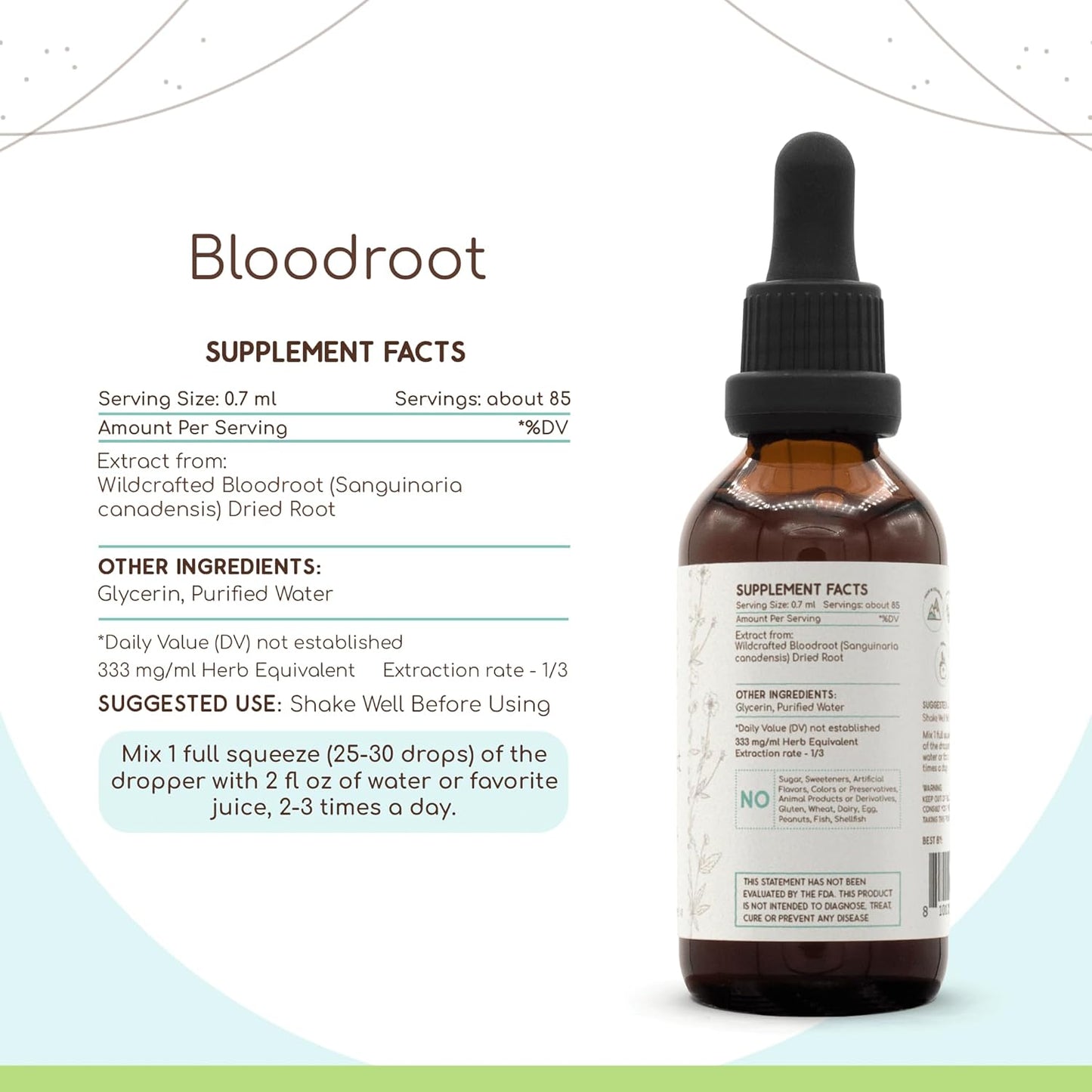 HerbEra Bloodroot Tincture - Super-Concentrated Alcohol-Free Extract from Responsibly Farmed Dried Bloodroot Root (Sanguinaria Canadensis) - 2 Fl Oz - Espot.com.au