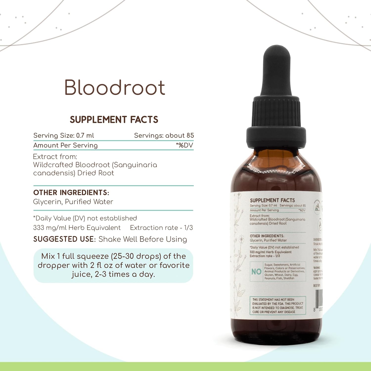 HerbEra Bloodroot Tincture - Super-Concentrated Alcohol-Free Extract from Responsibly Farmed Dried Bloodroot Root (Sanguinaria Canadensis) - 2 Fl Oz - Espot.com.au