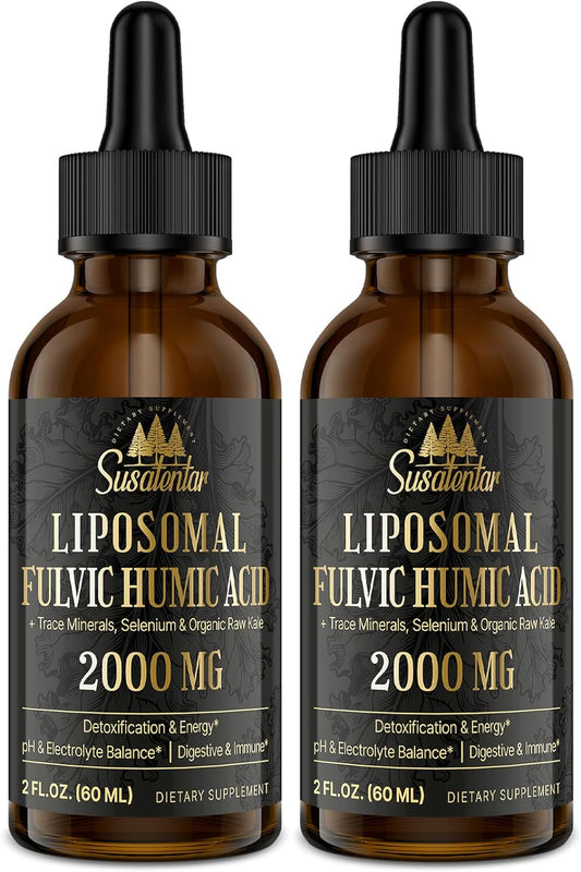 Liquid Liposomal Fulvic Humic Acid Drops 2000 MG | Trace Minerals Electrolyte Supplement | 72+ Minerals | Hydration, Detox, Energy | pH Balance, Digestion, Immunity | 4 Oz Bottle - Espot.com.au