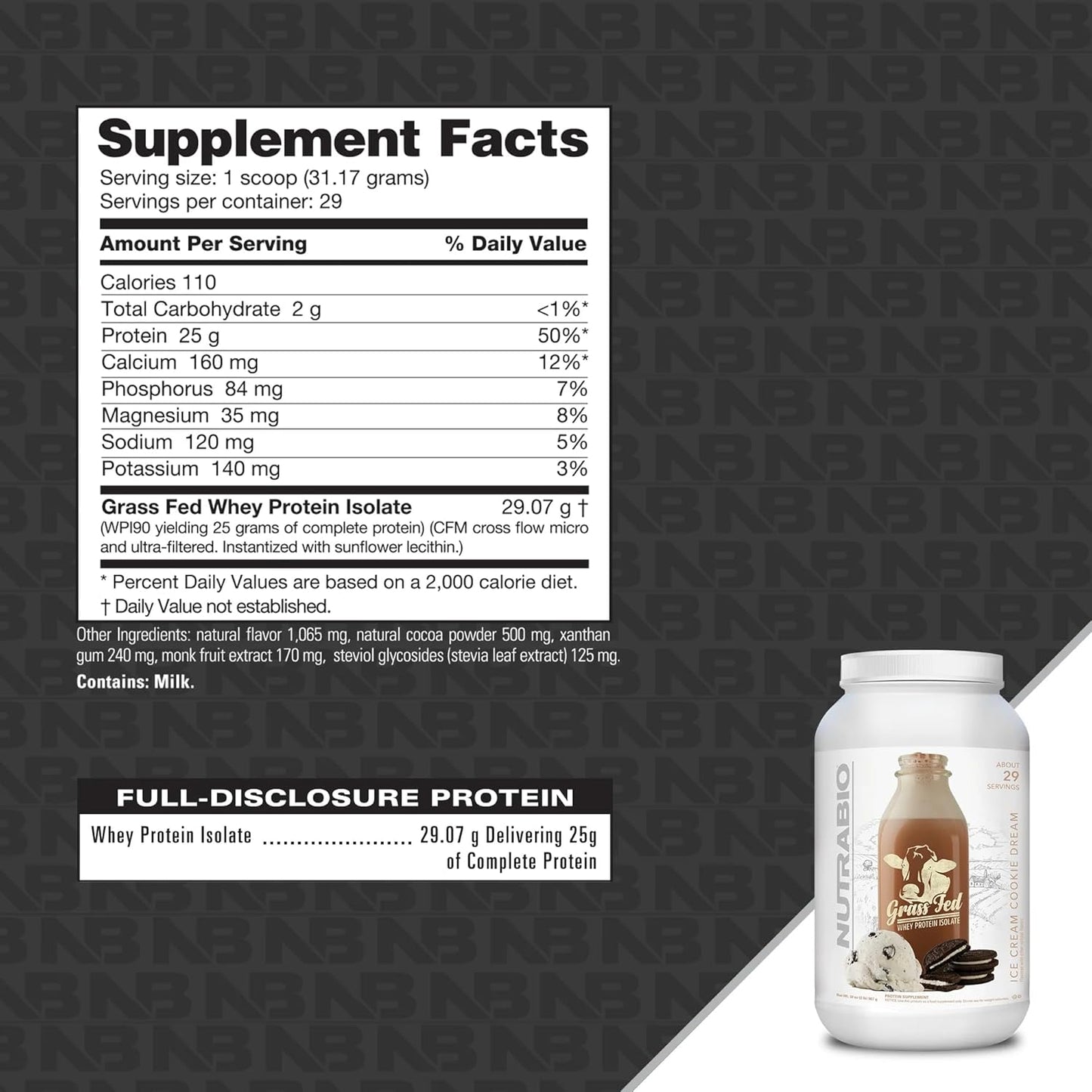 nutrabio-grass-fed-whey-isolate-protein-powder---ice-cream-cookie-dream-flavor---2-pounds-29-servings---sugar-free-lean-muscle-supplement-2